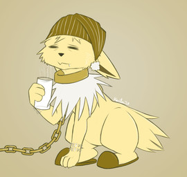 bodily_fluids chain clothing collar container cup drooling ears_back eyes_closed feral footwear glass glass_container glass_cup hat headgear headwear male milk nightcap pivoted_ears runes saliva shoes short_tail sitting slippers solo spiky_fur steam tail tired kerilyn nintendo pokemon eeveelution generation_1_pokemon jolteon pokemon_(species) hi_res monochrome yellow_and_white