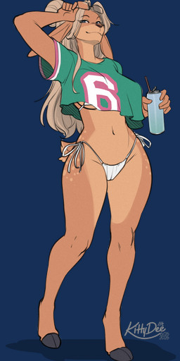 anthro biped breasts clothed clothed_anthro clothed_female clothing countershade_torso countershading female fingers front_view fur hair hooves looking_at_viewer navel smile solo spots standing tail kittydee deer mammal 2026 digital_drawing_(artwork) digital_media_(artwork) hi_res