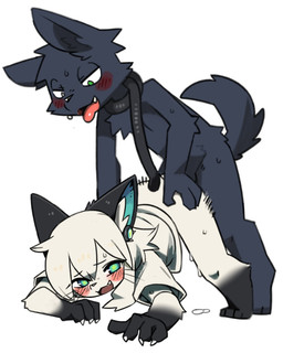 ambiguous_penetration anthro anthro_on_anthro anthro_penetrated anthro_penetrating anthro_penetrating_anthro ass_up biped black_body black_ears black_fur blush bodily_fluids bottomless bottomless_anthro bottomless_female claws clothed clothing digitigrade doggystyle duo fangs female female_penetrated finger_claws from_behind_position fur genital_fluids gradient_fur green_eyes green_inner_ear hair inner_ear_fluff interspecies male male/female male_penetrating male_penetrating_female multicolored_body multicolored_fur nude nude_anthro nude_male open_mouth open_smile penetration plantigrade sex shirt simple_background slim slim_anthro slim_female slim_male smile star_pupils sweat tail_around_neck teeth three-quarter_view thrust_lines thrusting tongue tongue_out topwear tuft two_tone_body two_tone_fur vaginal_fluids whiskers white_background white_body white_fur white_hair pizademokttero digitan_(porforever) nifram_logan canid canine canis domestic_cat felid feline felis mammal wolf 2025 4:5 absurd_res digital_drawing_(artwork) digital_media_(artwork) hi_res