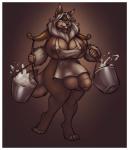 2013 4_toes 5_fingers anthro apron areola balls barefoot big_balls big_breasts big_penis biped black_nose bodily_fluids border breasts brown_background brown_body brown_fur brown_theme bry bucket canid canine canis chest_tuft claws clothing container coyote cum cum_in_bucket cum_in_container digital_media_(artwork) ear_piercing eyewear feet fingers flaccid foreskin front_view fur genital_fluids genitals glasses gradient_background green_claws green_eyes grey_lips grin gynomorph hair half-erect hi_res holding_object huge_balls huge_penis humanoid_genitalia humanoid_penis hybrid hyper hyper_balls hyper_genitalia hyper_penis intersex lips looking_at_viewer mammal mephitid milk naughty_face neodokuro nipple_piercing nipple_slip nipples nude on_one_leg partially_retracted_foreskin paws penis piercing pinup pose rope seductive simple_background skunk smile solo splash standing suggestive teeth thick_penis thick_thighs toes tuft walking white_border white_hair wide_hips