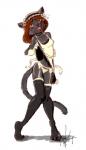 black_body black_fur brown_eyes clothing female fur garter_belt garter_straps legwear maid_uniform pose russian simple_background smile solo stockings suit uniform white_background caatnip koshka domestic_cat felid feline felis mammal hi_res