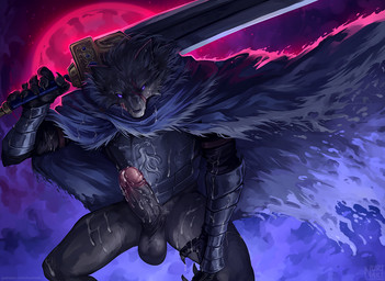 anthro armor balls biped bodily_fluids cape claws clothing cum cum_on_armor cum_on_face cum_on_hand cum_on_leg cum_on_own_face cum_on_own_hand cum_on_own_leg cum_on_own_penis cum_on_penis cum_on_self erection finger_claws foreskin full_moon fur gauntlets genital_fluids genitals glans gloves grey_body grey_fur handwear holding_melee_weapon holding_object holding_sword holding_weapon humanoid_genitalia humanoid_penis licking licking_cum licking_lips looking_at_viewer male melee_weapon moon penis red_moon retracted_foreskin saliva solo spread_legs spreading sword tongue tongue_out weapon nurinaki elden_ring fromsoftware blaidd_(elden_ring) canid canine canis mammal wolf 2022 digital_media_(artwork) shaded signature