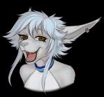 alpha_channel anthro ara_(kin) canid canine canis collar domestic_cat ear_piercing ears_back felid feline felis female freckles grin hi_res hybrid mammal open_mouth piercing pivoted_ears smile solo tongue totesfleisch8 wolf