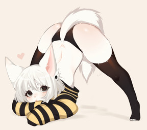 3_toes anthro ass_up black_clothing black_eyes black_footwear black_legwear black_panties black_socks black_sweater black_thigh_highs black_thigh_socks black_topwear black_underwear blush body_blush clothed clothing ear_piercing eye_through_hair eyebrow_through_hair eyebrows eyelashes eyelashes_through_hair feet female fluffy fluffy_tail footwear hair heart_symbol jack-o'_pose legwear long_sleeves looking_at_viewer oversized_sleeves panties pattern_clothing pattern_sweater pattern_topwear piercing pink_inner_ear pose simple_background sleeves_past_wrists socks solo striped_clothing striped_sweater striped_topwear stripes sweater tail thigh_highs thigh_socks toes topwear translucent translucent_hair underwear white_hair yellow_clothing yellow_sweater yellow_topwear fredek666 billy_(fredek666) domestic_cat felid feline felis mammal digital_media_(artwork) full-length_portrait hi_res portrait shaded signature