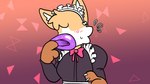 2_fingers ambiguous_gender anthro blush blush_lines bodily_fluids clothing donut_mouth dress eyeless finger_in_mouth fingers hyper hyper_lips lips maid_headdress maid_uniform orange_background purple_background purple_lips simple_background solo sweat sweatdrop thick_lips uniform midnite_fsnax khloe_prower canid canine fox mammal 16:9 hi_res widescreen