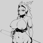 anthro antlers areola biped breasts clothing dream_breaker_(pseudoregalia) erect_nipples eyebrows female fingers gloves hair handwear horn looking_at_viewer mouth_closed navel nipples pupils simple_background solo skeleton265 pseudoregalia sybil_(pseudoregalia) bovid caprine domestic_cat felid feline felis goat hybrid jackalope lagomorph leporid mammal rabbit monochrome