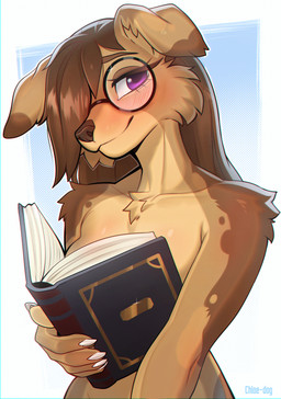 anthro biped blush book breasts casual_nudity claws covered_breasts eyewear female female_anthro floppy_ears glasses hair holding_object long_hair looking_at_viewer medium_breasts multicolored_body nude nude_anthro nude_female open_book pose purple_eyes simple_background smile solo text three-quarter_view white_background chloe-dog book_covering_breasts roxie_(roxie_pup) australian_shepherd canid canine canis domestic_dog herding_dog mammal pastoral_dog sheepdog artist_name digital_drawing_(artwork) digital_media_(artwork) english_text half-length_portrait hi_res meme portrait shaded simple_shading