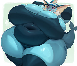anthro belly big_breasts biped blue_body breasts clothed clothed_anthro clothed_female clothing emoji_description eyelashes eyewear female female_anthro fin freckled_breasts freckled_face freckled_hips freckled_shoulders freckles front_view glasses glistening glistening_body huge_breasts huge_thighs hyper hyper_breasts hyper_thighs legwear open_mouth open_smile overweight overweight_anthro overweight_female pupils purple_eyes round_glasses smile solo squish standing swimwear tail tail_fin thick_thighs thigh_highs thigh_squish wearing_glasses berseepon09 nintendo pokemon eeveelution generation_1_pokemon pokemon_(species) vaporeon 2025 digital_media_(artwork) hi_res portrait three-quarter_portrait