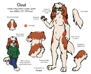 4_fingers anthro black_text blue_bottomwear blue_clothing blue_pants bottomwear breasts brown_body brown_fur brown_nose brown_pawpads butt clothed clothing denim denim_bottomwear denim_clothing eyewear featureless_breasts featureless_crotch feet female female_anthro fingers floppy_ears fur glasses green_clothing green_eyes green_hoodie green_topwear head_tuft heart_symbol hindpaw hoodie jeans lop_ears nude pants pawpads paws plantigrade rectangular_glasses simple_background small_breasts smile snout solo standing tail text toes topwear tuft wearing_glasses white_background white_body white_fur white_tail cloudpie conditional_dnp cloud_(cloudpie) bird_dog canid canine canis cavalier_king_charles_spaniel domestic_dog hunting_dog mammal spaniel toy_dog 2023 character_name clip_studio_paint_(artwork) digital_drawing_(artwork) digital_media_(artwork) english_text flat_colors hi_res model_sheet