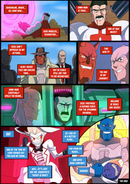 angry captured chair furniture heaven magic male military portal sky soldier text warrior kato777 hazbin_hotel hellaverse image_comics invincible_(image_comics) cecil_stedman damien_darkblood lucifer_(hazbin_hotel) omni-man sile sir_pentious_(hazbin_hotel) demon human humanoid mammal viltrumite absurd_res comic english_text hi_res