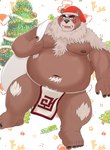 anthro asian_clothing belly brown_body christmas_clothing christmas_headwear christmas_tree clothing east_asian_clothing fundoshi hat headgear headwear holidays humanoid_hands japanese_clothing kemono male moobs navel nipples overweight overweight_male plant santa_hat solo tree underwear kisaragi_syoo christmas lifewonders tokyo_afterschool_summoners kimun_kamui_(tas) bear mammal 2021 absurd_res hi_res