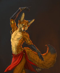 5_fingers anthro areola armlet bangle biped bracelet claws clothed clothed_anthro clothed_male clothing collar countershade_fur countershade_torso countershading ear_piercing finger_claws fingers front_view fur harem_jewelry inner_ear_fluff jewelry looking_at_viewer male metal_collar navel nipples orange_body orange_fur orange_tail piercing simple_background solo standing tail tuft whiskers yellow_eyes aurru pyrrhi canid canine fox mammal 2025 digital_media_(artwork) hi_res