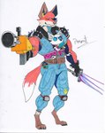 anthro baby babysitter barazoku clothed clothing duo holding_object holding_weapon male melee_weapon muscular muscular_anthro muscular_male spikes sword tail weapon young pinumontbalou epic_games fortnite fennix_(fortnite) volpez_(fortnite) canid canine canis fox mammal red_fox true_fox absurd_res hi_res