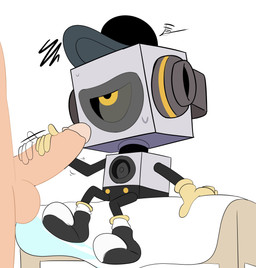 1_eye balls baseball_cap bodily_fluids clothing duo erection footwear genitals glans gloves handjob handwear hat headgear headwear humanoid_genitalia humanoid_penis larger_male machine male male/male metallic_body motion_lines not_furry nude penile penis penis_grab pink_glans robophilia sex shoes simple_background sitting size_difference smaller_male sweat white_background naughtyfey deltarune undertale_(series) sweet_(deltarune) darkner human humanoid mammal robot robot_humanoid 2022 absurd_res hi_res