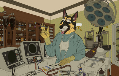 anthro clothed clothed_anthro clothed_male clothing detailed_background doctor elderly_anthro elderly_male fully_clothed fully_clothed_anthro fully_clothed_male gloves gown handwear holding_syringe intravenous intravenous_bag intravenous_drip iv_bag iv_drip iv_line iv_pole latex latex_clothing latex_gloves latex_handwear machine male male_anthro mask medical medical_gloves medical_instrument medical_syringe operating_room operating_table scientific_instrument scrubs solo surgeon surgical_mask syringe tongue tongue_out uniform kaltag1925 dr._caligari canid canine canis domestic_dog german_shepherd herding_dog mammal pastoral_dog hi_res