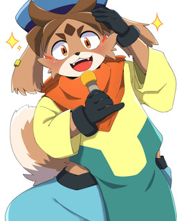 anthro black_clothing black_gloves black_handwear clothed clothing dutch_angle electronics fangs fully_clothed gloves handwear hat headgear headwear holding_microphone holding_object kemono kerchief looking_at_viewer male microphone open_mouth red_kerchief simple_background solo teeth white_background young young_anthro young_male kemoizumi gundam gundam_build_divers_re:rise freddie_(gundam_build_divers_re:rise) canid canine canis domestic_dog eldorian mammal 2024 absurd_res hi_res japanese_description portrait three-quarter_portrait