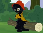 amber_eyes clothing crossed_arms female hat headgear headwear log looking_at_viewer sitting solo tar tar_slime wood badumsquish hasbro my_little_pony song_of_the_south equid equine goo_creature horse hybrid mammal pony tar_creature hi_res