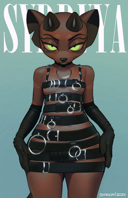 anthro armwear belt belt_accessory belt_buckle breasts brown_body buckle choker clothed clothing elbow_gloves fashion female frown frowning_at_viewer gloves green_eyes handwear horn jewelry looking_at_viewer necklace simple_background skimpy small_breasts solo standing teal_background text wide_hips syrrvya syrv_(syrvya) mammal mouse murid murine rodent 2024 dated digital_media_(artwork) english_text hi_res watermark