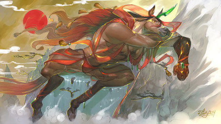 anthro biped brown_body brown_fur bulge detailed_background fur hooves male muscular muscular_anthro muscular_male muscular_thighs solo duskglitch chinese_zodiac year_of_the_horse equid equine horse mammal 16:9 2026 hi_res signature widescreen
