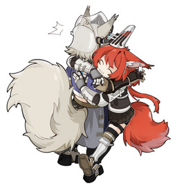 armor bottomwear clothing duo eyes_closed female female/female footwear gauntlets gloves hair handwear hug humanoid_on_humanoid red_hair red_tail shoes simple_background skirt smile tail white_background mechanicalowl arknights hypergryph studio_montagne ashlock_(arknights) flametail_(arknights) animal_humanoid humanoid mammal mammal_humanoid rodent rodent_humanoid sciurid sciurid_humanoid tree_squirrel_humanoid 2022 absurd_res digital_media_(artwork) hi_res