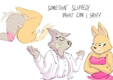 annoyed anthro anthro_penetrated bodily_fluids boyfriend/girlfriend canon_couple clothing clothing_around_legs crossed_arms cum cum_in_vagina cum_inside duo female female_penetrated fur genital_fluids genitals grey_body grey_fur heart_symbol humanoid_genitalia humanoid_penis looking_at_another looking_at_partner male male/female orange_body orange_fur penetration penis text underwear underwear_around_legs vaginal vaginal_penetration risotme dreamworks the_bad_guys diane_foxington mr._wolf_(the_bad_guys) canid canine canis fox mammal wolf