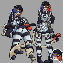 anthro clothing feet female foot_fetish legwear maid_uniform solo stockings uniform yuann0o0 epic_games fortnite meow_skulls calico_cat domestic_cat felid feline felis mammal 1:1 hi_res