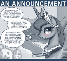 blush crown dialogue feathered_wings feathers female feral food fruit headgear horn levitation magic plant pumpkin scroll solo text wings john_joseco friendship_is_magic hasbro my_little_pony mythology tumblr princess_luna_(mlp) equid equine mammal mythological_creature mythological_equine winged_unicorn 2012 english_text monochrome