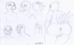 anthro anus butt crossgender female genitals looking_back nude open_mouth presenting pussy simple_background solo standing text white_background churgethoth delta_conure avian bird parakeet parrot true_parrot 2017 english_text hi_res monochrome sketch sketch_page