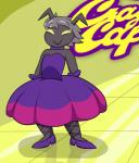 clothing collar dress female fishnet_clothing footwear high_heels pink_clothing pink_dress purple_clothing purple_dress shoes solo strapless_clothing strapless_dress hector-collector flipface4 flippy alien hi_res