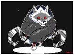 4_fingers anthro arm_wraps black_background black_cloak black_clothing black_sclera cape cloak clothing dual_wielding fingers fur grey_body grey_fur holding_object holding_weapon hood male red_eyes running sharp_teeth sickle simple_background smile solo teeth weapon wraps keke_(artist) dreamworks puss_in_boots_(dreamworks) death_(puss_in_boots) canid canine canis mammal wolf 2023 4:3 animated digital_media_(artwork) flipnote_studio_3d_(artwork) high_framerate loop short_playtime signature