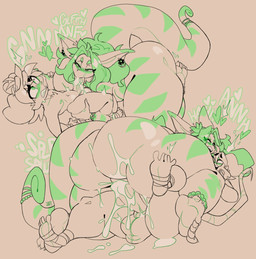 accessory anklet anthro balls big_butt biped blush bodily_fluids butt cum cum_in_mouth cum_inside duo eyelashes fellatio female female_on_top female_penetrated furgonomics genital_fluids genitals green_hair hair heart_symbol huge_butt jewelry larger_female male male/female male_on_bottom male_penetrating nude on_bottom on_top oral penetration penile penis pupils sex size_difference smaller_male tail tail_accessory tail_bracelet tail_jewelry thick_thighs jinti gecko lizard reptile scalie hi_res