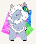 anthro balls black_body blush chibi electronics eyes_closed femboy foreskin fur genitals headphones male nude penis small_penis solo standing white_body white_fur white_wool wool_(fur) young young_anthro lkiws musicsheep bovid caprine domestic_sheep mammal sheep hi_res