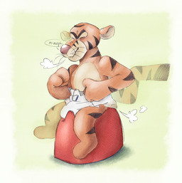 anthro clothed clothing diaper diaper_only feces male pooping potty potty_chair potty_training soiled_diaper soiling soiling_diaper solo topless unclean_diaper used_diaper using_diaper wearing_diaper milofluffybuns disney winnie_the_pooh_(franchise) tigger felid mammal pantherine tiger digital_media_(artwork)