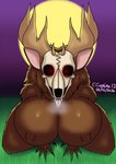 anthro big_breasts bone breasts brown_body brown_fur female fur huge_breasts moon nude piercing skull skull_head solo tongue tongue_out tongue_piercing cobalt_canine american_mythology indigenous_north_american_mythology mythology north_american_mythology deer mammal wendigo 2020