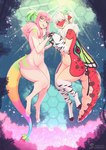 anthro duo female nature nature_background sunshiu milky_(sunshiu) silky_(sunshiu) arthropod ball_python gecko hybrid insect lepidopteran lizard moth python python_(genus) reptile scalie snake absurd_res hi_res trans_(lore)