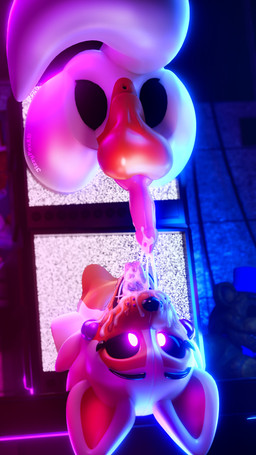 animal_genitalia animal_penis anthro anus backsack balls big_perineum bodily_fluids breasts canine_genitalia canine_penis cum cum_drip cum_in_mouth cum_in_own_mouth cum_in_self cum_inside cum_on_face cum_on_own_face cum_on_own_tongue cum_on_penis cum_on_self cum_on_tongue cum_string dripping drooling electronics erection genital_fluids genitals glistening glistening_balls glistening_body glistening_genitalia glistening_knot glistening_penis glowing glowing_eyes gynomorph inside intersex knot knotted_penis machine monitor open_mouth orange_balls penis perineum purple_penis purple_tongue saliva saliva_on_face solo tail teleportation tongue tongue_out jizzyfox jizzyfox_(modeler) five_nights_at_freddy's five_nights_at_freddy's_world scottgames sister_location lolbit_(fnaf) animatronic canid canine fox mammal robot robot_anthro 3d_(artwork) 4k 9:16 absurd_res digital_media_(artwork) hi_res redraw watermark