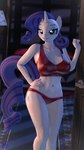 anthro anthrofied big_breasts breasts clothing female hair hand_on_hip horn nipple_outline panties purple_hair solo underwear antonsfms friendship_is_magic hasbro my_little_pony mythology rarity_(mlp) equid equine mammal mythological_creature mythological_equine unicorn 3d_(artwork) 4k 9:16 absurd_res digital_media_(artwork) hi_res