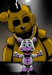 bow_(feature) bow_tie button_(fastener) clothing duo fur hat headgear headwear heart_eyes heart_symbol machine teeth top_hat shu_20625 five_nights_at_freddy's five_nights_at_freddy's_2 freddy_fazbear's_pizzeria_simulator scottgames helpy_(fnaf) withered_golden_freddy_(fnaf) animatronic bear mammal robot 2018 digital_media_(artwork) hi_res