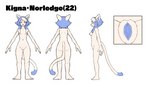 anthro blue_hair breasts close-up female front_view genitals hair nude pussy rear_view sex side_view slim small_breasts solo tomboy white_body karanuki komenuka_inaho kiguna_(komenuka_inaho) domestic_cat felid feline felis mammal model_sheet