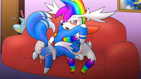 blue_body blue_fur bodily_fluids butt butt_grab cum cum_in_mouth cum_inside diaper duo fellatio fur genital_fluids hand_on_butt male male/male open_mouth oral penile precum public sex spying zpectralkrystal nintendo pokemon generation_4_pokemon generation_6_pokemon legendary_pokemon meowstic pokemon_(species) shaymin shinx sky_forme_shaymin absurd_res hi_res