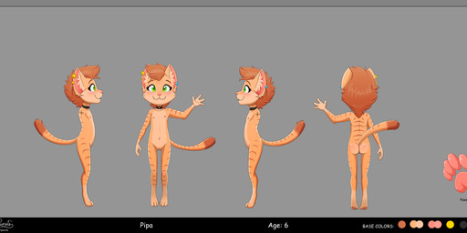 4_fingers accessory anthro blush breasts brown_hair butt choker ear_piercing female fingers flat_chested fur genitals green_eyes hair happy jewelry loli looking_at_viewer necklace nude orange_body orange_fur paws piercing simple_background small_breasts smile smiling_at_viewer solo vulva young young_anthro young_female piporete director_p domestic_cat felid feline felis mammal 2026 absurd_res digital_drawing_(artwork) digital_media_(artwork) digital_painting_(artwork) hi_res model_sheet painting_(artwork) signature