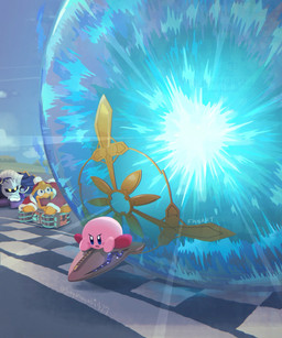 ambiguous_gender anthro blue_body blue_eyes blush blush_stickers charging charging_up determined group humor imminent_destruction jaw_drop male outside pink_body race red_body shocked solo_focus trio vehicle suyasuyabi427 kirby_(series) kirby_air_riders nintendo king_dedede kirby meta_knight rocket_star_(kirby) shadow_star_(kirby) tank_star_(kirby) avian bird penguin waddling_head 2025 5:6 digital_drawing_(artwork) digital_media_(artwork) hi_res signature watermark