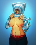 anthro breasts clothing female hood_up hoodie nipples pink_nipples shirt_up solo topwear raylak_m domestic_cat felid feline felis mammal sketch