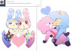 anthro female femboy group heart_symbol kissing male male/female simple_background smile white_background home-cooking animal_crossing nintendo chrissy_(animal_crossing) cyrus_(animal_crossing) francine_(animal_crossing) reese_(animal_crossing) alpaca camelid lagomorph leporid mammal rabbit 2017 sibling_(lore) sister_(lore) sisters_(lore)