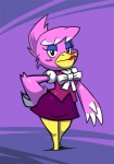 abstract_background animal_crossing avian bittenhard blush bow dress female lipstick looking_at_viewer nintendo pelican phyllis_(animal_crossing) skirt solo source_request standing video_games
Rating: Safe
Score: 8
User: CoonCoon
Date: June 28, 2013