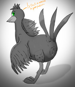 anus bodily_fluids female feral genitals glowing glowing_eyes green_eyes looking_at_viewer looking_back solo talking_to_viewer tongue tongue_out vulva udbebu banjo-kazooie rareware kazooie avian bird hi_res monochrome