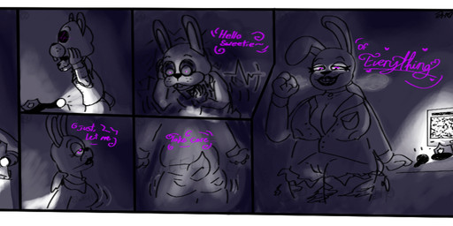 anthro big_breasts brainwashing breasts female female_anthro feminization genitals greeting hypnosis male male_anthro mind_control purple_eyes solo text transformation vulva damion_the_skeleton five_nights_at_freddy's scottgames spring_bonnie_(fnaf) lagomorph leporid mammal rabbit comic english_text greyscale hi_res monochrome spot_color