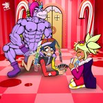 anal anal_penetration anthro beard blush bodily_fluids candy candy_cane card crown cum cum_in_ass cum_inside cumshot dessert door ejaculation facial_hair female food genital_fluids group headgear horn male male/male muscular muscular_male nipples penetration size_difference smile trio nazuranoke brawl_stars mythology supercell_(company) uno berry_(brawl_stars) chester_(brawl_stars) mandy_(brawl_stars) equid equine human mammal mythological_creature mythological_equine unicorn hi_res watermark adult_(lore)