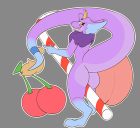 2_horns anthro big_tail butt butt_focus cherry dewlap_(anatomy) digitigrade drinking_straw eyelashes fangs female fluffy fluffy_ears fluffy_tail food fruit fur holding_object horn looking_back micro multicolored_body multicolored_fur nude nude_anthro peach_(fruit) pink_body pink_fur pink_tail plant purple_body purple_fur raised_tail shrunk smug smug_face solo tail tail_fluff teeth toothy_grin two_tone_body yellow_eyes yellow_horn yellow_tail digitalscales mythology petal_(dapperhedgehog) dragon fairy_dragon furred_dragon furred_scalie lizard mythological_creature mythological_scalie reptile scalie wingless_dragon absurd_res hi_res