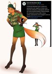 absurd_res anthro army army_uniform barefoot biped brazil brazilian brazilian_flag canid canine clothed clothing feet female gesture hi_res looking_at_viewer mammal maned_wolf miranda_(naythf) multicolored_body portuguese_text salute simple_background solo text thuarts translated twitter two_tone_body